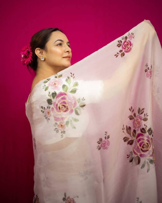 Naaz SV White Organza Silk Designer Party Wear Sarees Wholesale Shop In Surat